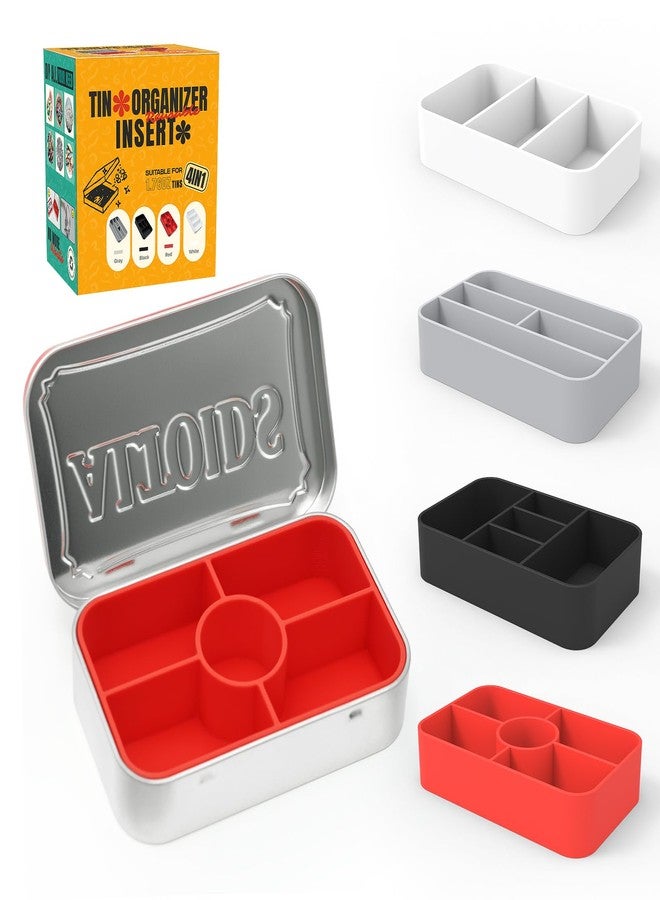 Wzporzst 4-Pack Tin Organizer Inserts Compatible with Altoids 1.76oz Mint Tins - Ideal Dividers for Personal Essentials, Travel Storage of Pills, Jewelry, Art Supplies, or Fishing Gear (Assorted Colors) - Image 1