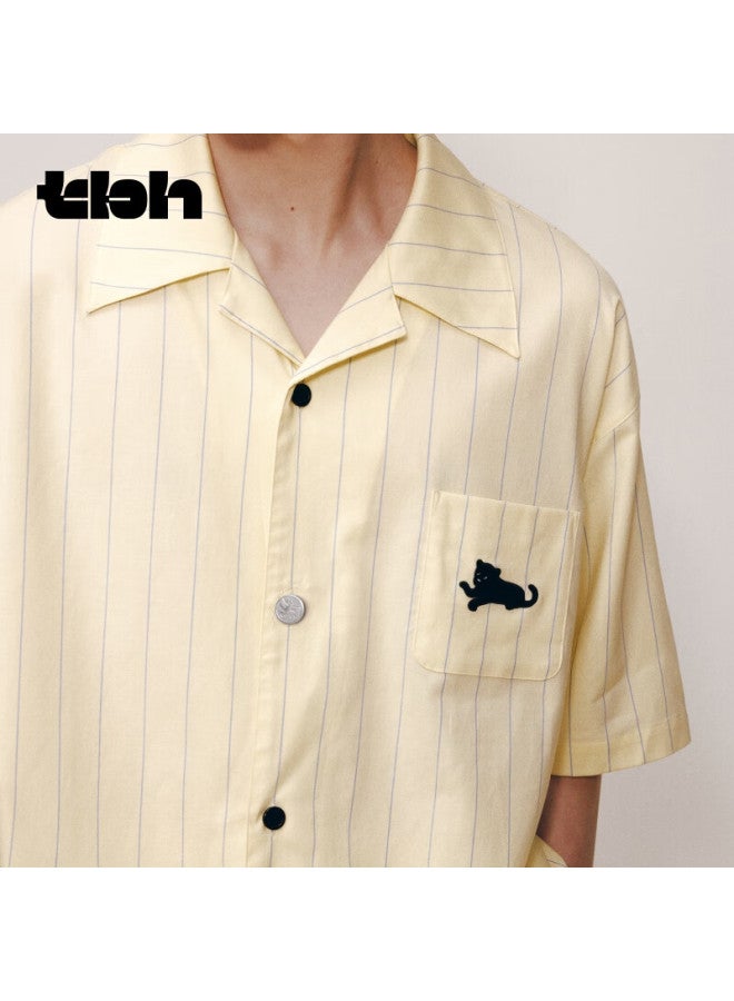 Tbh Soft Cotton Black Leopard Tencel Cotton Home Wear Set, Couple Pajamas, Short Style, Dandelion Yellow, Size M - Image 2
