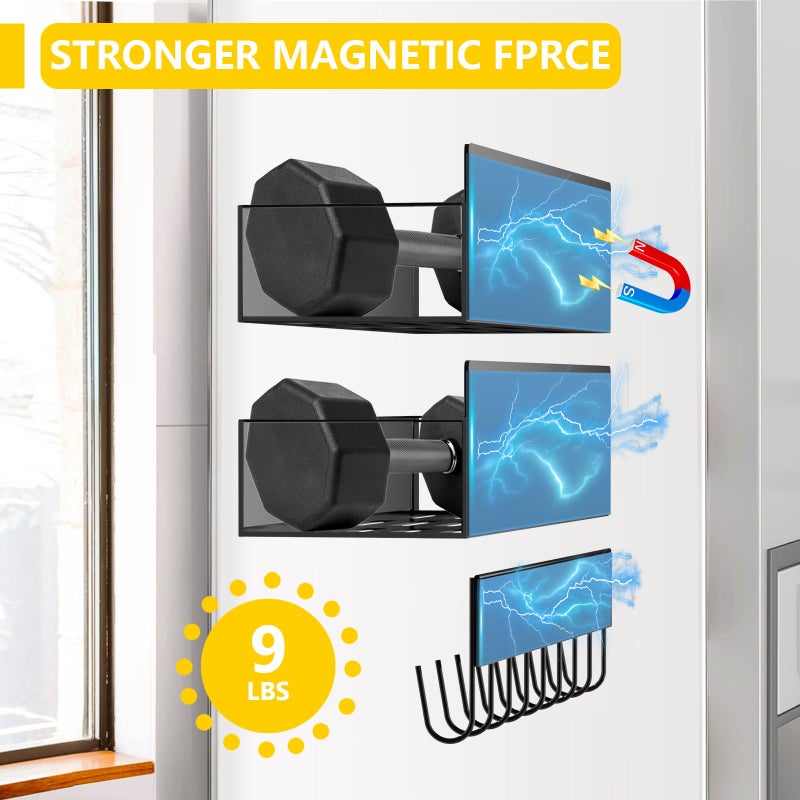 SMRCAD Magnetic Spice Rack for Refrigerator Seasoning Organizer for Spice Fridge Shelf storage Magnetic Shelf with Hook for Oven (4pack1hook-Black) - Image 3