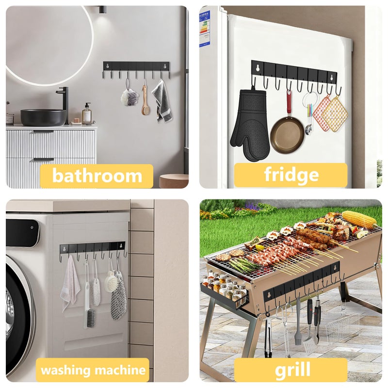 SMRCAD Magnetic Spice Rack for Refrigerator Seasoning Organizer for Spice Fridge Shelf storage Magnetic Shelf with Hook for Oven (4pack1hook-Black) - Image 4