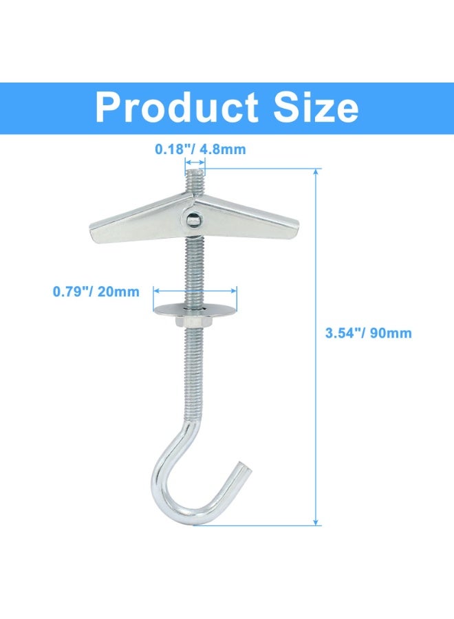 4 Packs Heavy Duty Plasterboard Ceiling Hooks, Spring Toggle Wing Bolts Hanger for Hanging Plants - Image 2