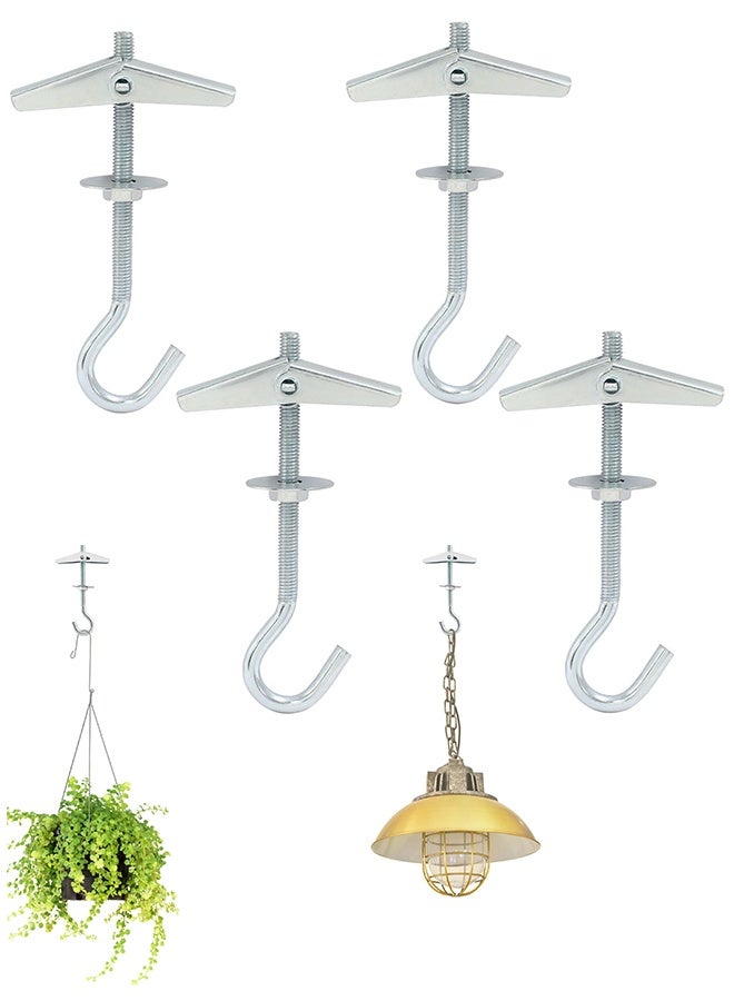 4 Packs Heavy Duty Plasterboard Ceiling Hooks, Spring Toggle Wing Bolts Hanger for Hanging Plants - Image 1