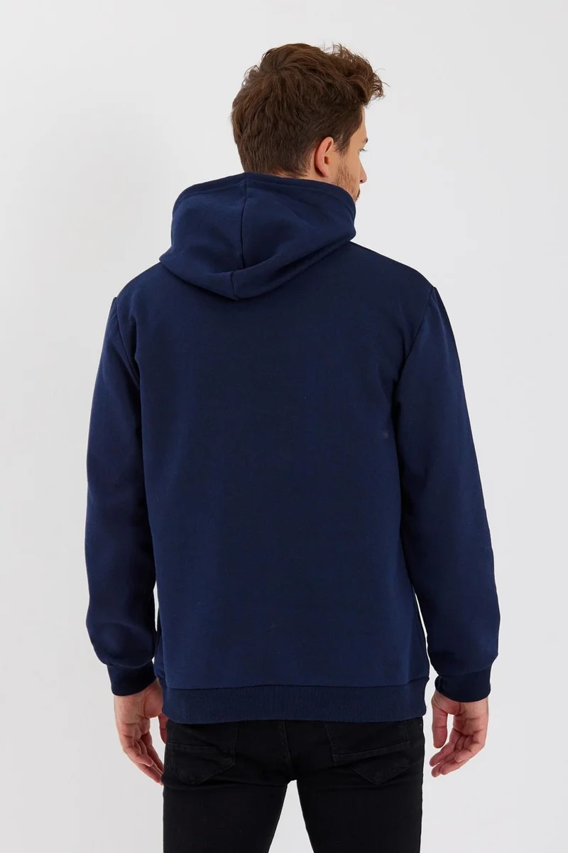 mmetalic Navy Blue Kangaroo Pocket Hooded Men's Sweatshirt