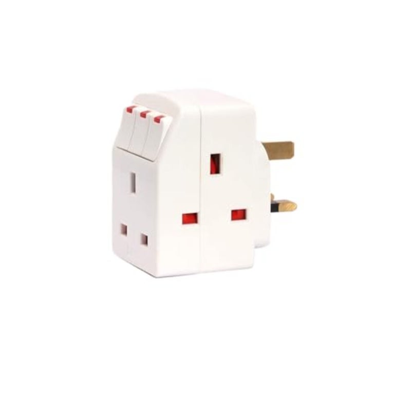 Terminator- Esma Approved 3Way British Plug Multi Adapter With Individual Switches, Bs1362 Fused Uk Plug Adaptor - Image 1