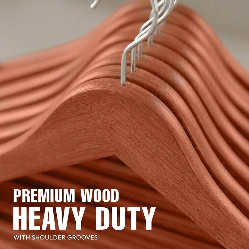 Utopia Home Premium Wooden Hangers 30 Pack - Durable & Slim Coat Hanger - Suit Hangers with 360-Degree Rotatable Hook - Wood Hangers with Shoulder Grooves (Cherry Color) - Image 3