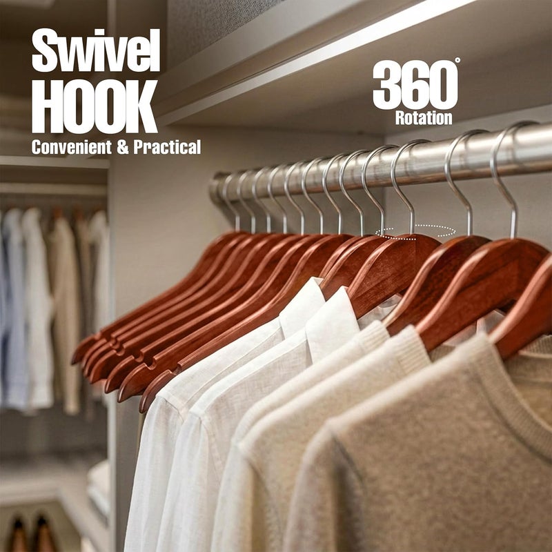 Utopia Home Premium Wooden Hangers 30 Pack - Durable & Slim Coat Hanger - Suit Hangers with 360-Degree Rotatable Hook - Wood Hangers with Shoulder Grooves (Cherry Color) - Image 5