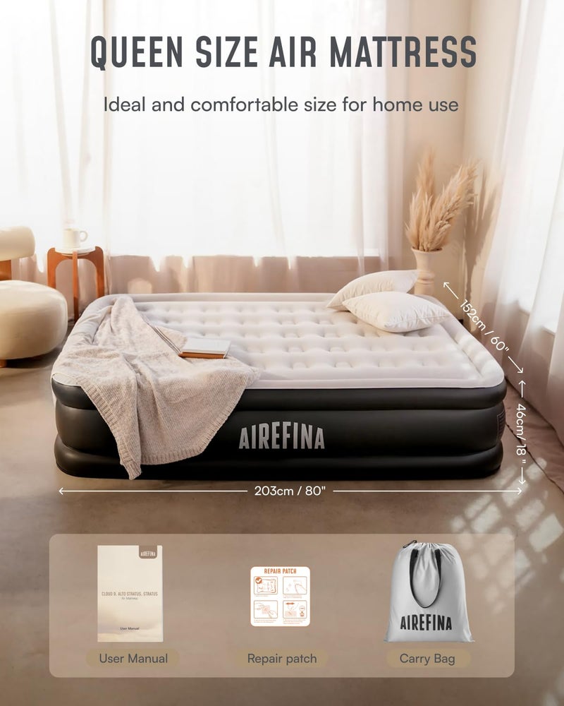 Airefina Air Mattress Queen with Built in Pump, 18 Raised Comfort Blow Up Mattress with Carrying Bag, Portable Inflatable Mattress for Guest Home, Air Bed Colchones Inflables 750 Lbs Max, 80*60*18 in - Image 5