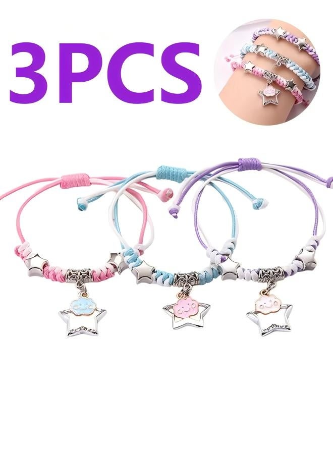 مجموعة أساور متطابقة، هدايا مميزة للصديقات والأخوات، تصميم نجمة خماسية، أساور بوهيمية مصنوعة يدويًا، قابلة للتعديل برباط، هدية صداقة مميزة للنساء. - Image 1