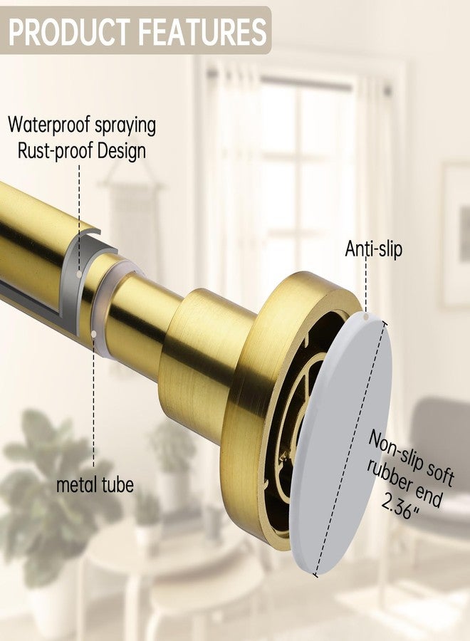 BRIOFOX Shower Curtain Rod Adjustable 18-64 Inch, Spring Tension Shower Rod No Drilling Non Slip, Brushed Gold - Image 2