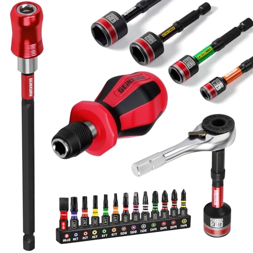 Geinxurn 21 Pieces Tool Kit Include Mini Ratchet Wrench S2 Steel Screwdriver Bit Mini Screwdriver Handle Magnetic Locking Bit Holde Socket Wrench Nut Driver Set Portable Hand Tools Set for Repair - Image 1
