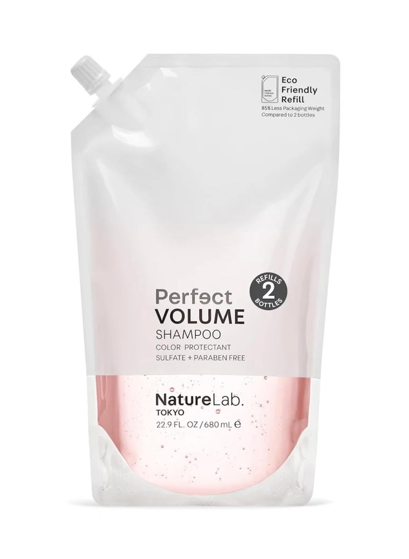 NatureLab. TOKYO NATURELAB. TOKYO Perfect Volume Shampoo Refill – Boosts Volume, Eco-Friendly Pouch, Thickening Rice & Soy Proteins, Sakura & Apple Extracts for Moisture, 22.9 oz - Image 1