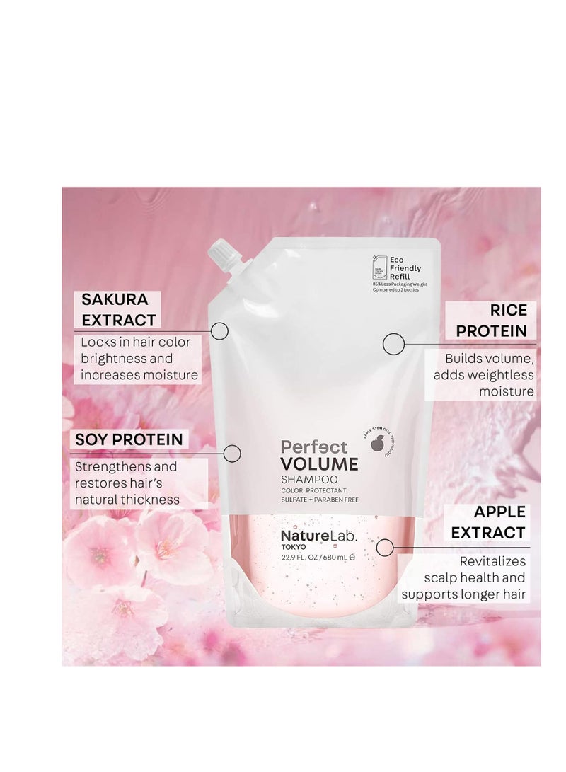 NatureLab. TOKYO NATURELAB. TOKYO Perfect Volume Shampoo Refill – Boosts Volume, Eco-Friendly Pouch, Thickening Rice & Soy Proteins, Sakura & Apple Extracts for Moisture, 22.9 oz - Image 2