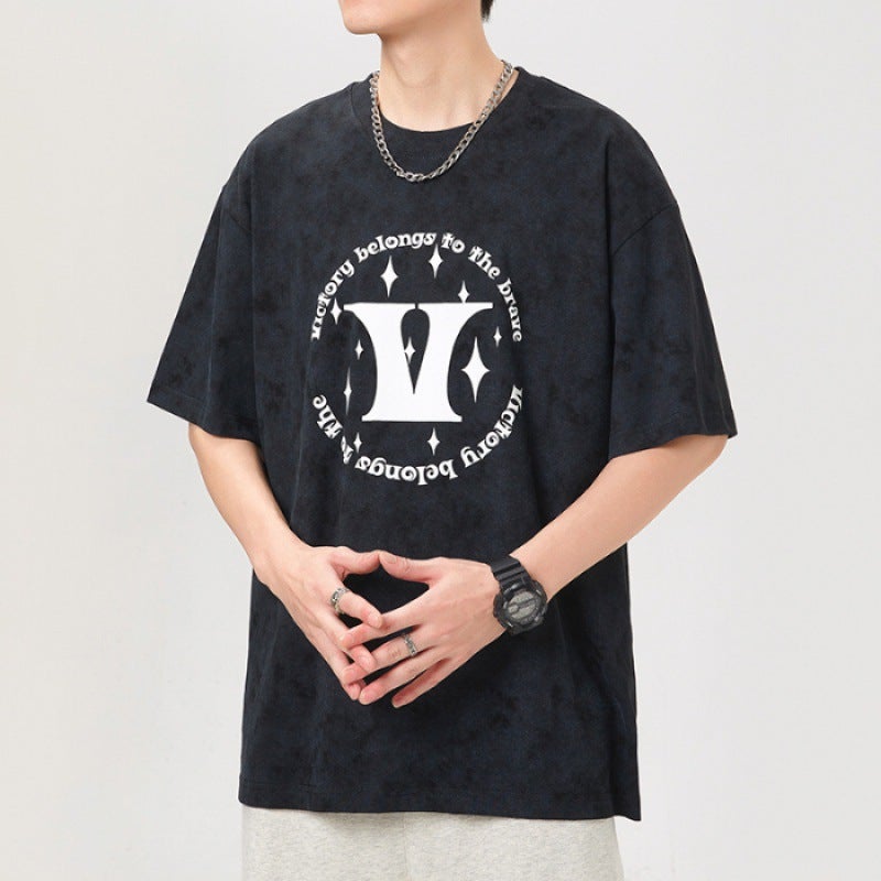 Cityboy Fashion Brand American 230G High Density Knitted Loose Printing Fashion Joker Men'S T Short Sleeve - Image 1