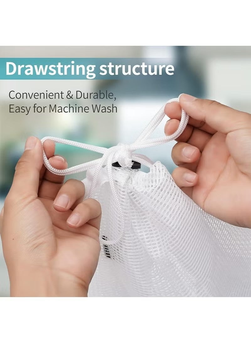 3 قطع من أكياس الغسيل المتينة على شكل قرص العسل، أكياس شبكية متينة، 2 كبيرة جدًا وواحدة كبيرة مع رباط للإغلاق، مناسبة لسكان الكليات والمساكن والشقق - Image 2