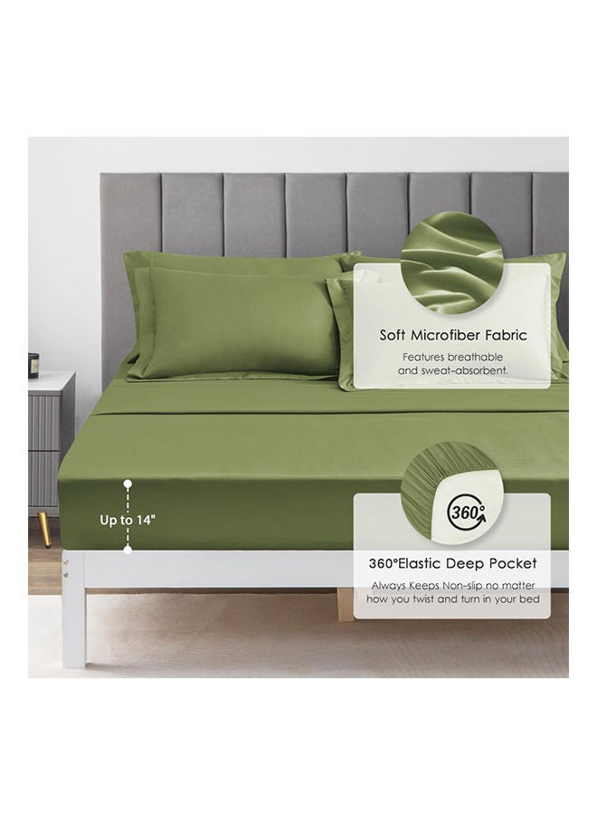 Signoola Diamond Microfiber Heavy Comforter, 4.5 kg ,Set of 4 Piece (1 Comforter Blanket , 2 Pillow Cases , 1 Fitted sheet ), (240 cm x 250 cm), Super Soft Double Bed Blanket for Winter Green Color