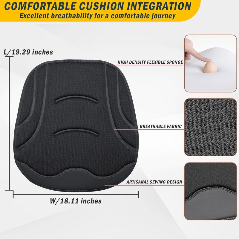 HOLDCY 2Pcs Car Seat Cushion – Ergonomic Comfort, Breathable Material, Anti-Slip Bottom for Cars and Office Chairs (Black) - Image 2