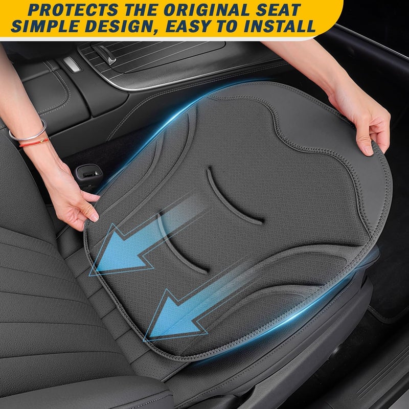 HOLDCY 2Pcs Car Seat Cushion – Ergonomic Comfort, Breathable Material, Anti-Slip Bottom for Cars and Office Chairs (Black) - Image 4
