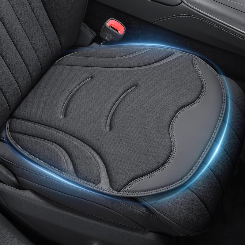 HOLDCY 2Pcs Car Seat Cushion – Ergonomic Comfort, Breathable Material, Anti-Slip Bottom for Cars and Office Chairs (Black) - Image 1
