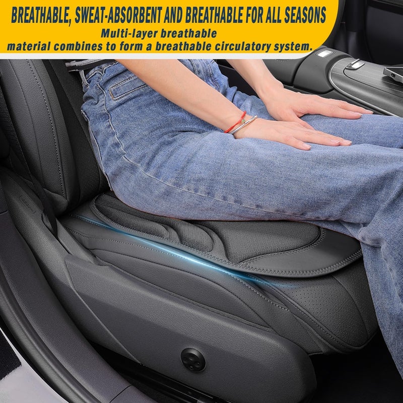 HOLDCY 2Pcs Car Seat Cushion – Ergonomic Comfort, Breathable Material, Anti-Slip Bottom for Cars and Office Chairs (Black) - Image 5