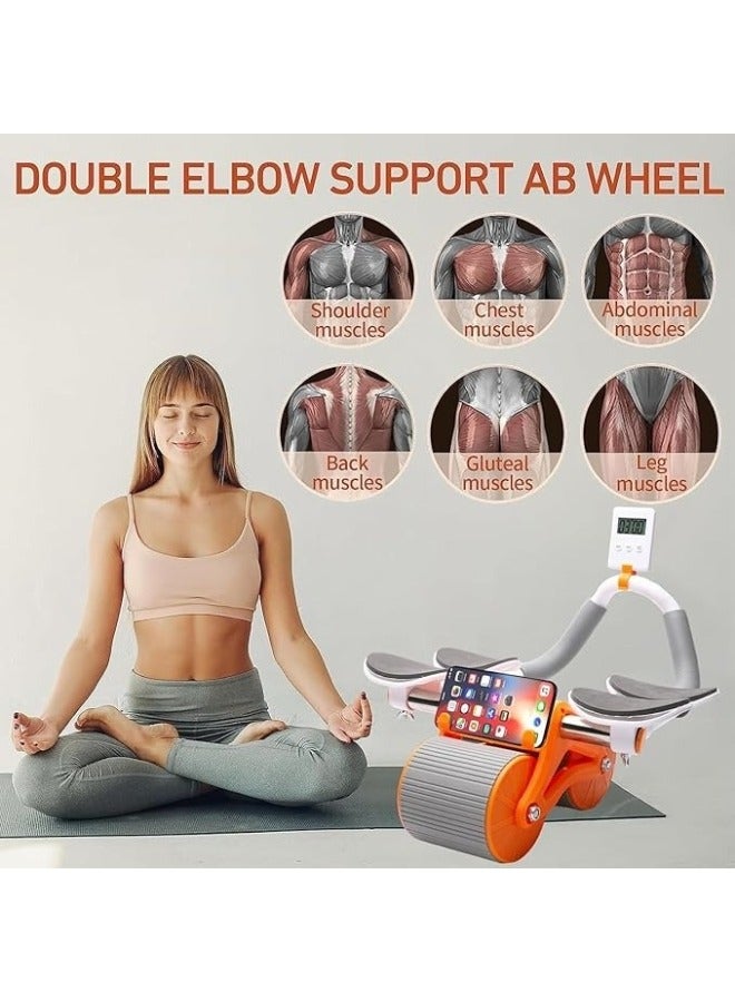 هابي هوم عجلة تمرين البطن الأوتوماتيكية ذات الارتداد البطيء، مع دعم الكوع ومؤقت، معدات تمرين عضلات البطن، للرجال والنساء - Image 3