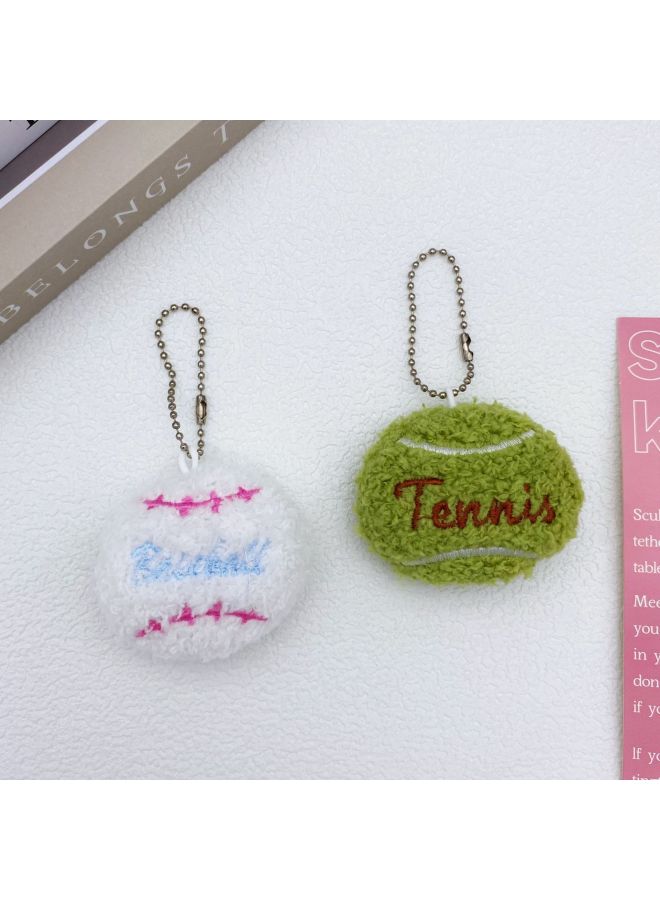 Plush Tennis Brooch DIY Handmade Accessories Baseball Sports Children's Clothing Shoes Hats Socks Bag Key Pendant-Color:Green-Height:Finished Product (bead Chain Style)  - Image 5