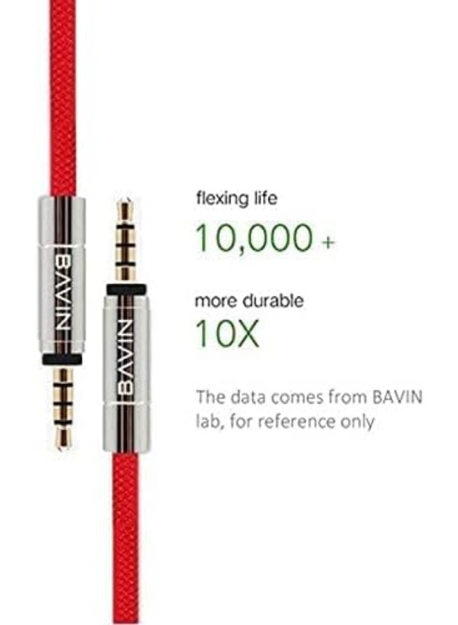 BAVIN Double-headed Aux Mode Audio Cable 3.5mm - Red - Image 2
