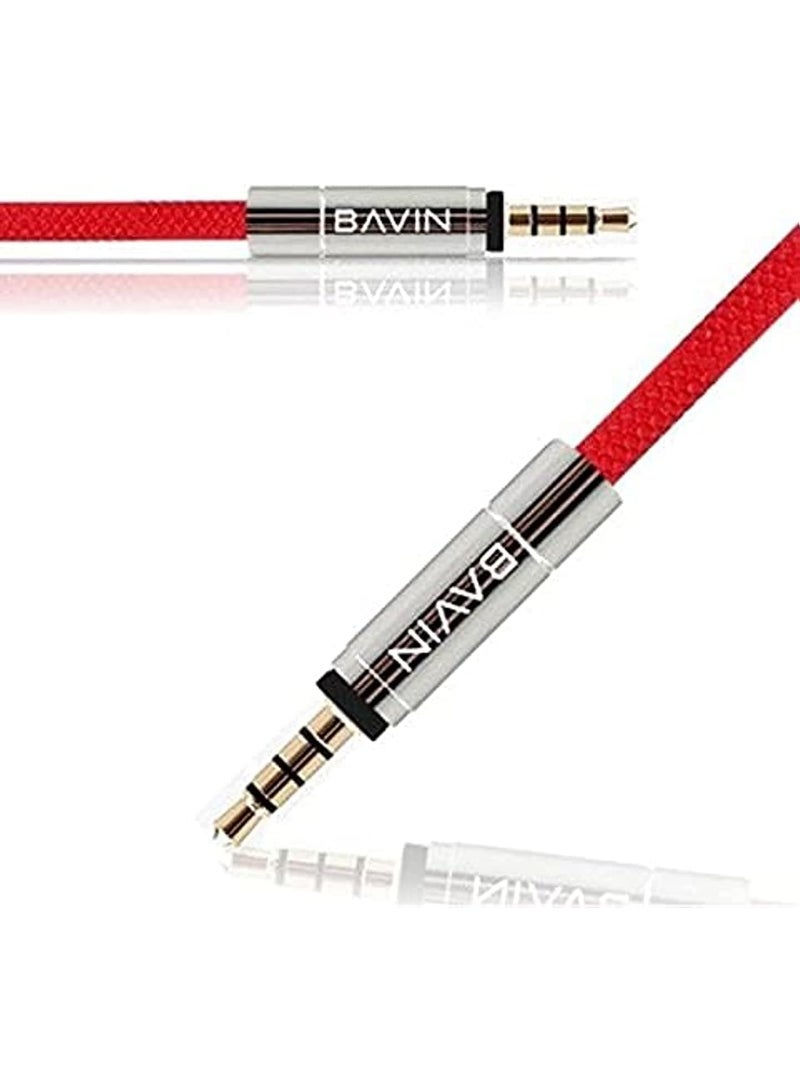 BAVIN Double-headed Aux Mode Audio Cable 3.5mm - Red - Image 1