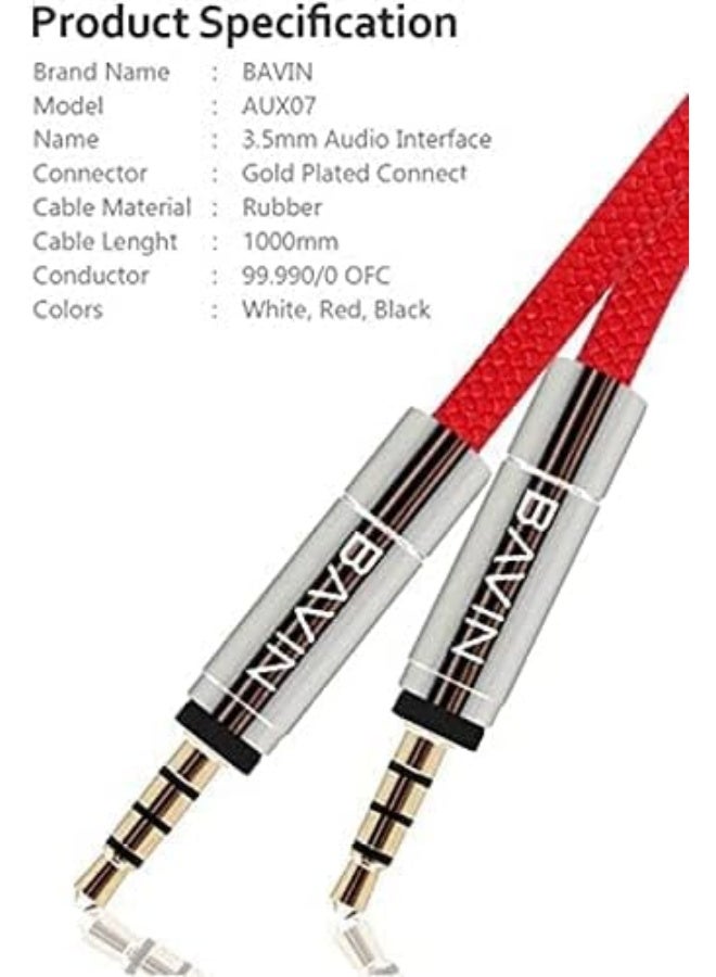 BAVIN Double-headed Aux Mode Audio Cable 3.5mm - Red - Image 4