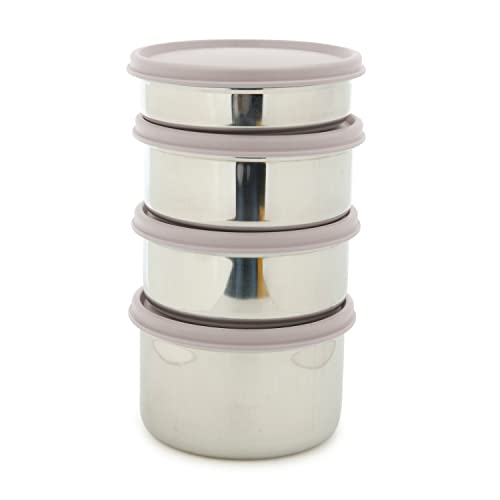 Gluman Steel Lunch Box | 4 Steel Containers with BPA-Free Lids (500 ml, 350 ml, 350 ml & 250 ml) | Ideal for Office, School, College | Leakproof Insulated with Fabric Bag (Grey) - Image 5