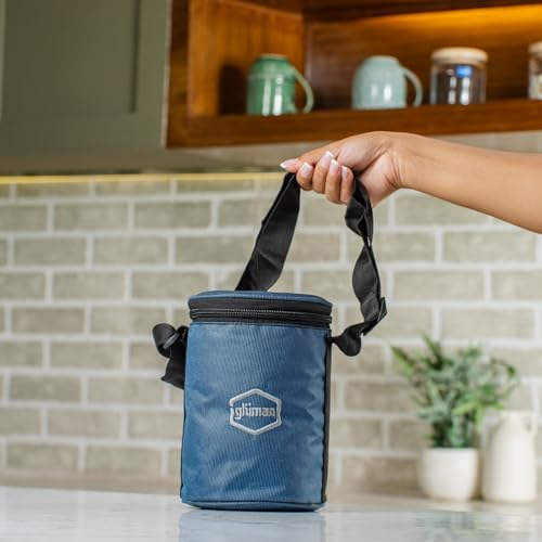Gluman Steel Lunch Box | 4 Steel Containers with BPA-Free Lids (500 ml, 350 ml, 350 ml & 250 ml) | Ideal for Office, School, College | Leakproof Insulated with Fabric Bag (Grey) - Image 4