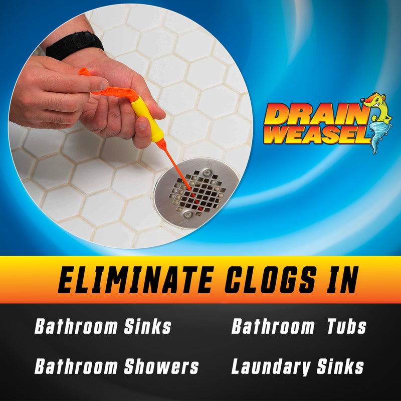 FlexiSnake Drain Weasel Sink Snake Hair Clog Remover Tool, Pipe, Bathroom, Bathtub Cleaner, 18-inch, Made in the USA, 5 Wands and Removable Handle - Image 3