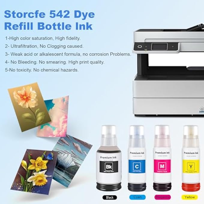 542 COMPATIBLE REFILL BOTTLE INK REPLACEMENT FOR 542 T542 WORK FOR PRO ET-5800 ET-5850 ET-5880 ET-16600 ET-16650 PRINTER - Image 3