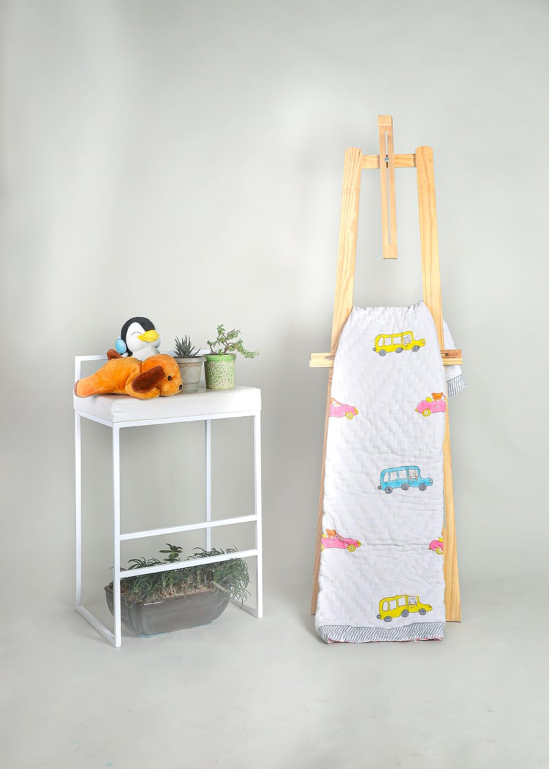 Feels Like Home Handcrafted Home Linen Feels Like Home Baby Quilt - Pink Car Cotton Baby Super Soft Lightweight Reversible All Season Use Comforter AC Blanket Baby Wrap for Kids, 60 x 90 Inch (0-5 Years) - Image 4