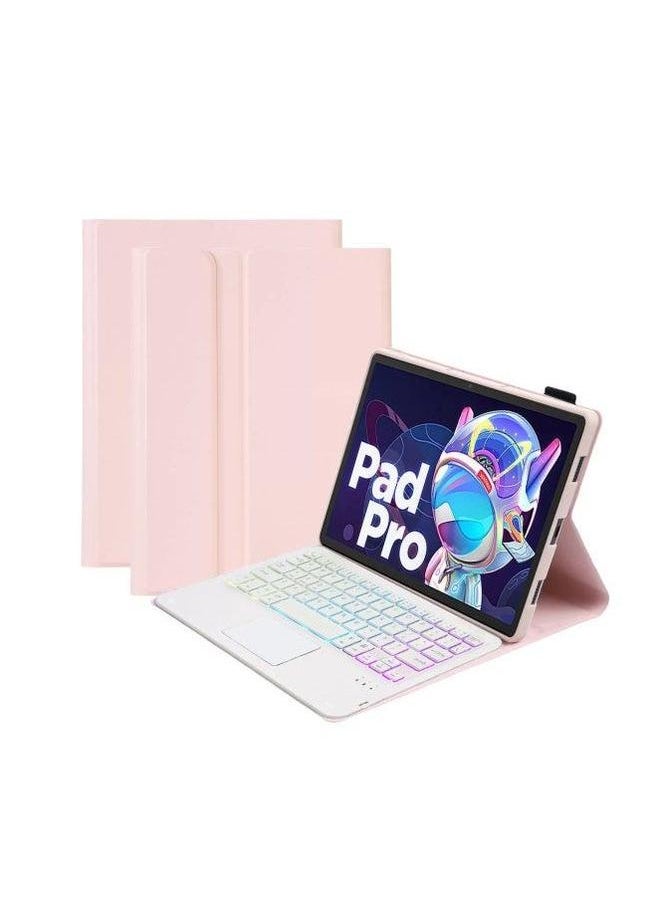 Generic For Lenovo Tablet Small Leather Pad Pro12.7 Inch Bluetooth Keyboard M10plus Shell Touch Back Brilliance-Colour:Sakura Pink + (backlit Version)-Product Type:Lenovo 10.6inch 3rd Generation 2022/tb-125fu  - Image 4
