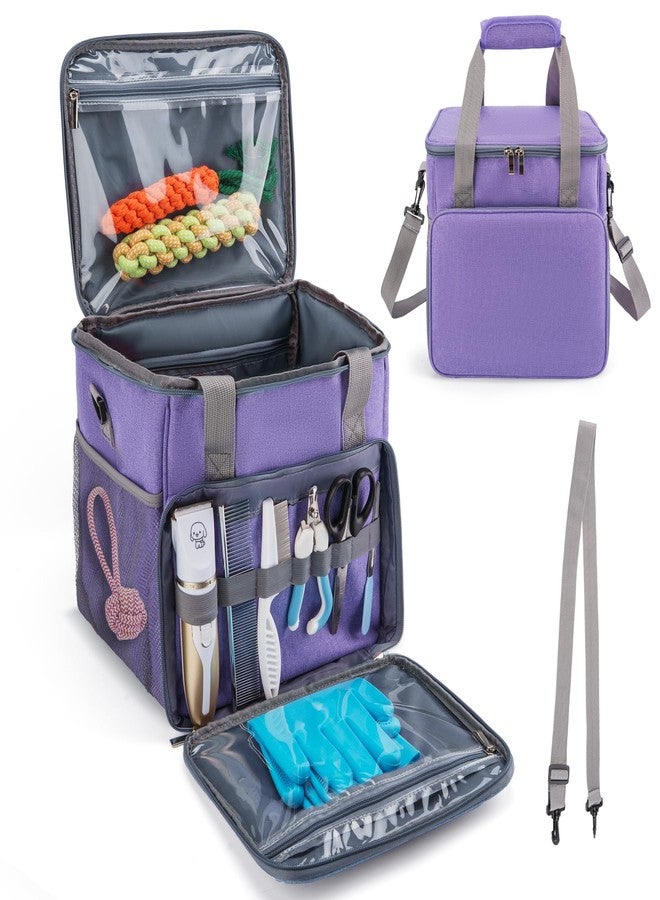 SMYV Pet Grooming Bag for Dog Grooming Supplies, Dog Tote Travel Bag for Pets Grooming Tools Kit Accessories - Light Purple - Image 1