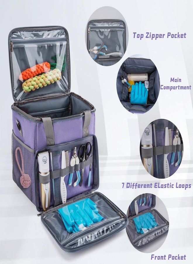 SMYV Pet Grooming Bag for Dog Grooming Supplies, Dog Tote Travel Bag for Pets Grooming Tools Kit Accessories - Light Purple - Image 5