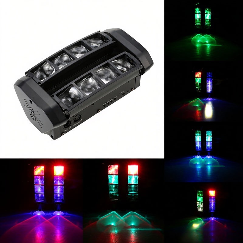 Mini LED Spider Stage Light: 8 RGBW LEDs, 180 Deg Rotatable Moving Head, 220 Deg Illuminating Angle - Flexible Control Modes, 5000 Hours Lifespan for Party, Disco, DJ Stage Lighting - Image 5