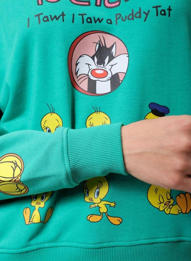 Freehand  Women Boxy Fit Looney Tunes Oversized Sweatshirt for Women | Best Price UAE