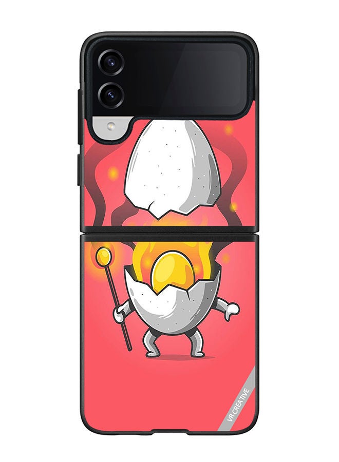 VR CREATIVE Protective Case Cover For Samsung Galaxy Z Flip4 Cute Fire Egg Design Multicolour - Image 1