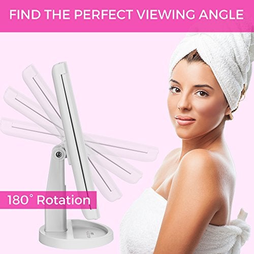 Absolutely Luvly مرآة تجميل ثلاثية الطي مع أضواء LED | شاشة لمس لتعتيم - تكبير 1x 2X 3X - مرآة مكياج محمولة - Image 4
