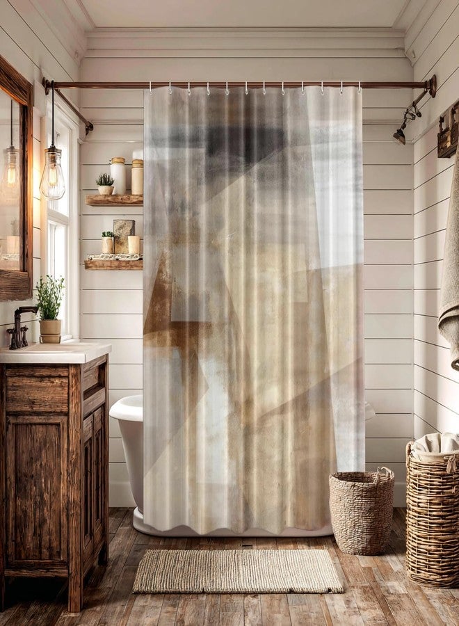 Batmerry Brown Beige Abstract Art Decorative Shower Curtain, Brown Art Abstract Acrylic Painting Shower Curtain Cute Long Wide Shower Curtain with Rust Proof Grommets for Bathroom Waterproof Washable - Image 3