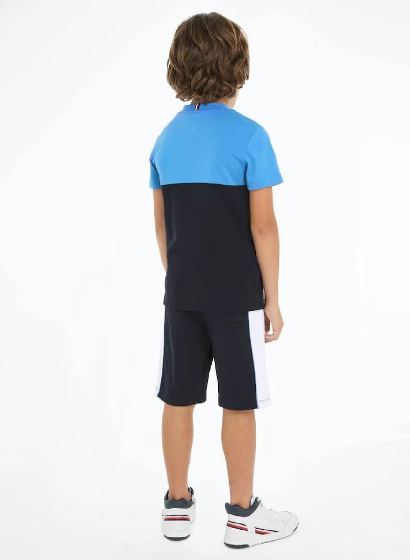 TOMMY HILFIGER Boys' Essential Colour-Blocked T-Shirt And Shorts Set -  Pure cotton, Blue