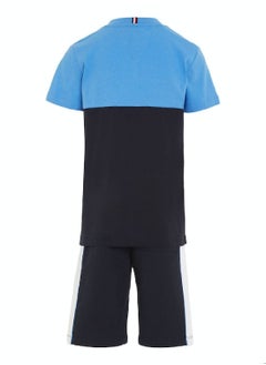 TOMMY HILFIGER Boys' Essential Colour-Blocked T-Shirt And Shorts Set -  Pure cotton, Blue  - Image 5