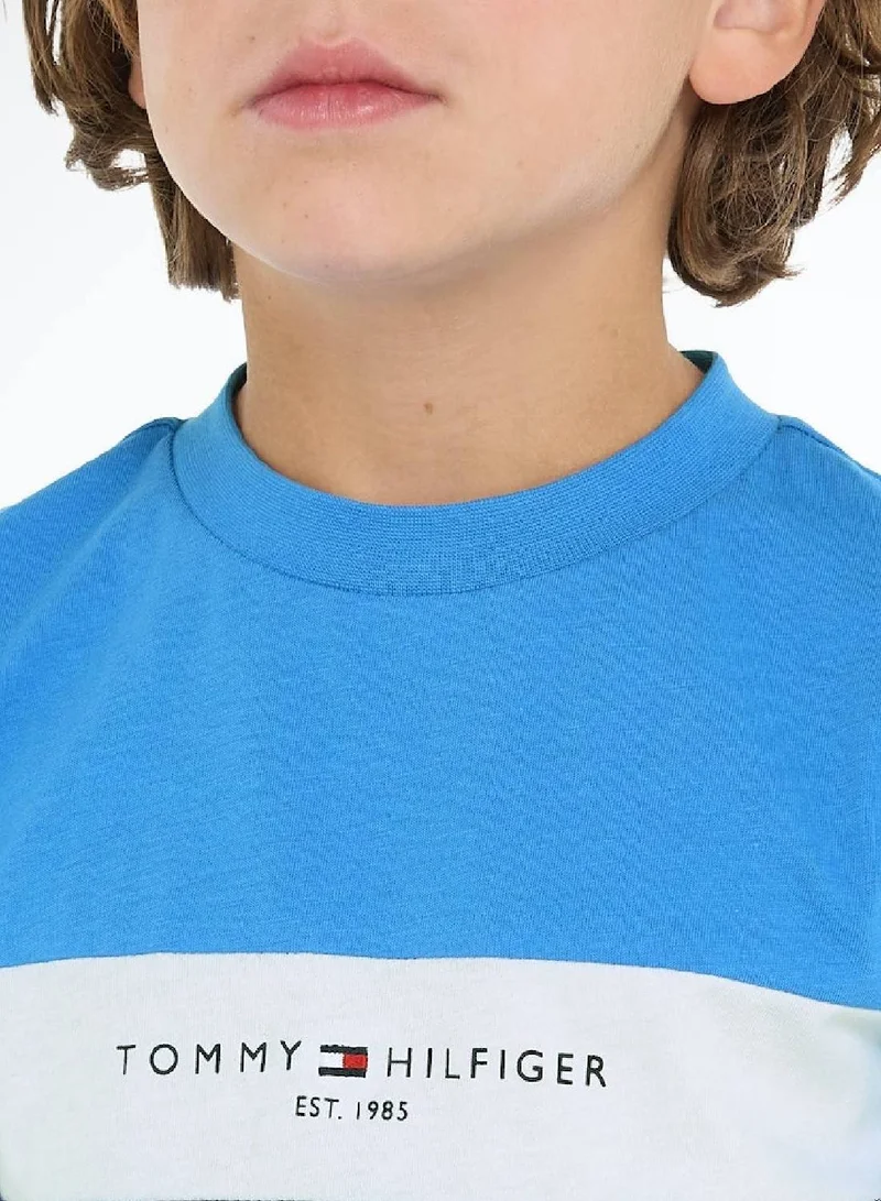 TOMMY HILFIGER Boys' Essential Colour-Blocked T-Shirt And Shorts Set -  Pure cotton, Blue