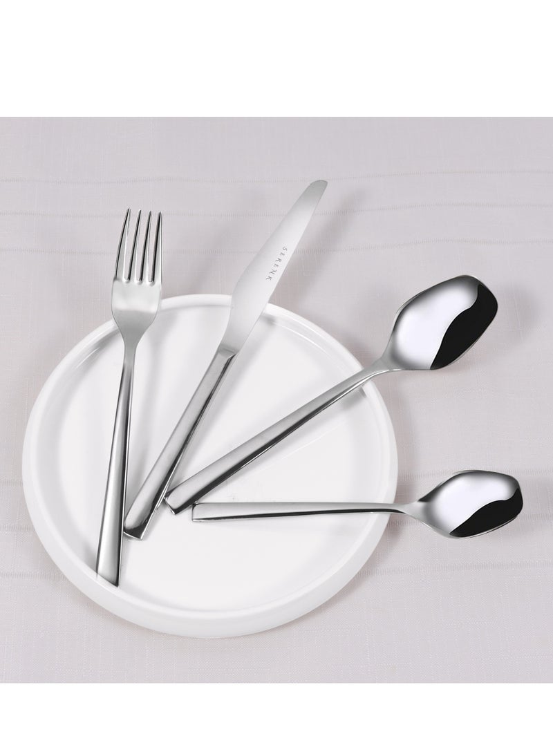 Serenk 24 Piece Stainless Steel Cutlery Set, 6pc Table Spoon 6pc Table Fork 6pc Table Knife 6pc Dessert Spoon Set, Mirror Polished, Flatware Silverware Set For Home Restaurant Hotel, Dinner Tableware Utensils, Dishwasher Safe, Serenk New York Series - Image 1