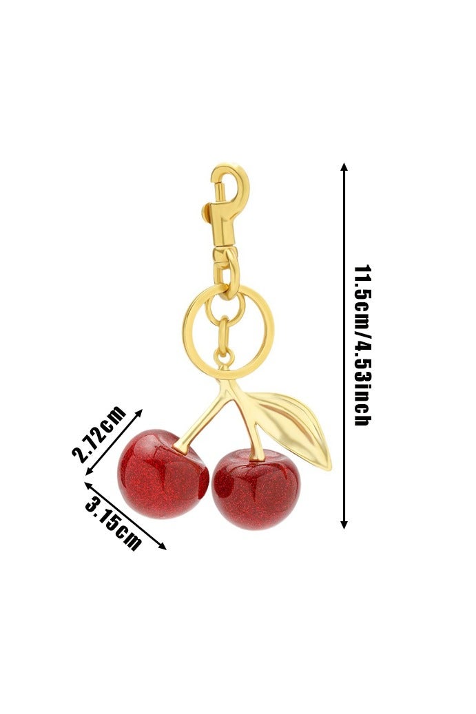 زينة حقيبة الكرز لحقائب اليد وسحر المحفظة اللطيف للنساء وسلاسل المفاتيح وإكسسوارات سلسلة المفاتيح