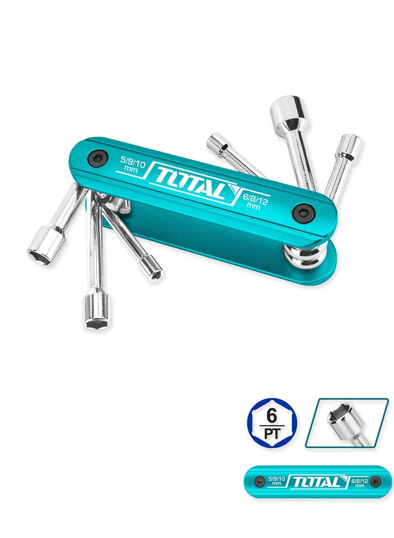 TOTAL Pocket Spanner Set 6 in 1 Folding Nut Driver Set Travelling Hiking Tool - TOTAL THFND061 - Image 5