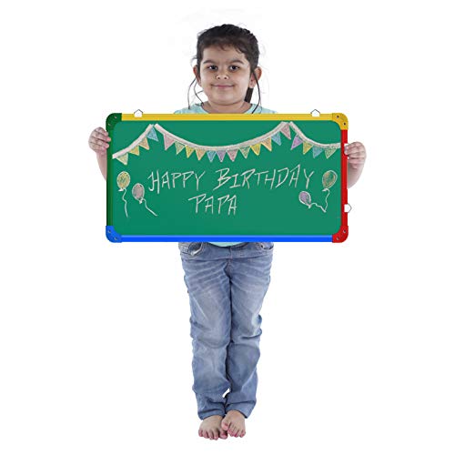 Pragati Systems® Genius Non-Magnetic Double-Sided Whiteboard and Chalkboard for Kids, Home & Kitchen | Compact & Convenient Dry Dual Purpose Writing Board | Extra Small Size 1x2 Feet (Pack of 1) - Image 3