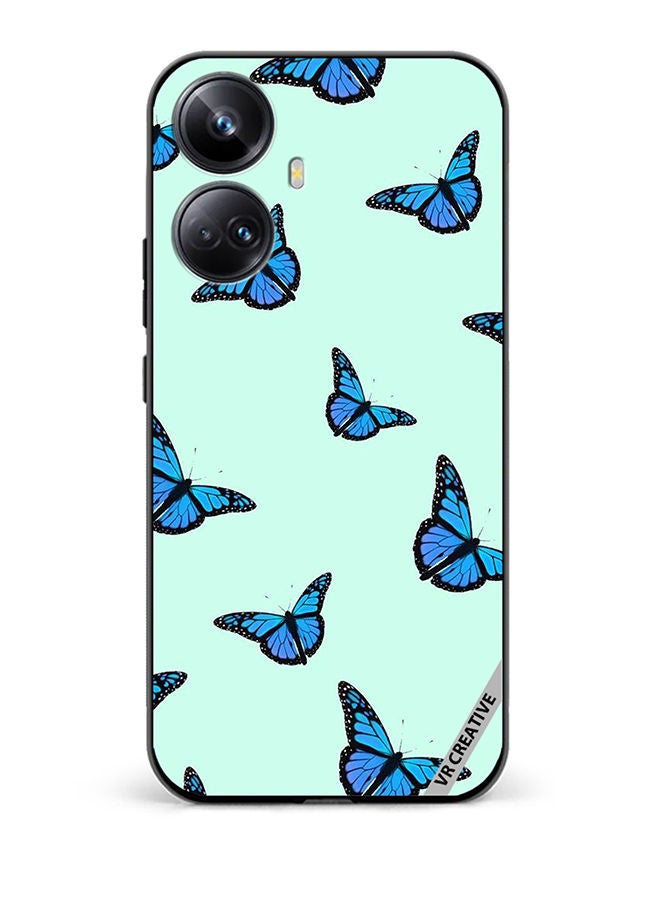 VR CREATIVE Protective Case Cover For Realme 10 Pro Plus Blue Butterfly Flies Design Multicolour - Image 1