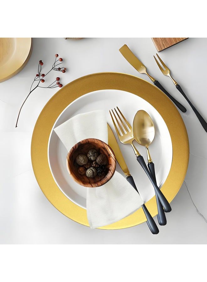 Cheardia 12 Pack Plastic Gold Charger Plates, 13 Inch Round Decorative Serving Dinner Charger Plate Bulk for Wedding, Catering, Parties, Restaurant, Home - Image 5